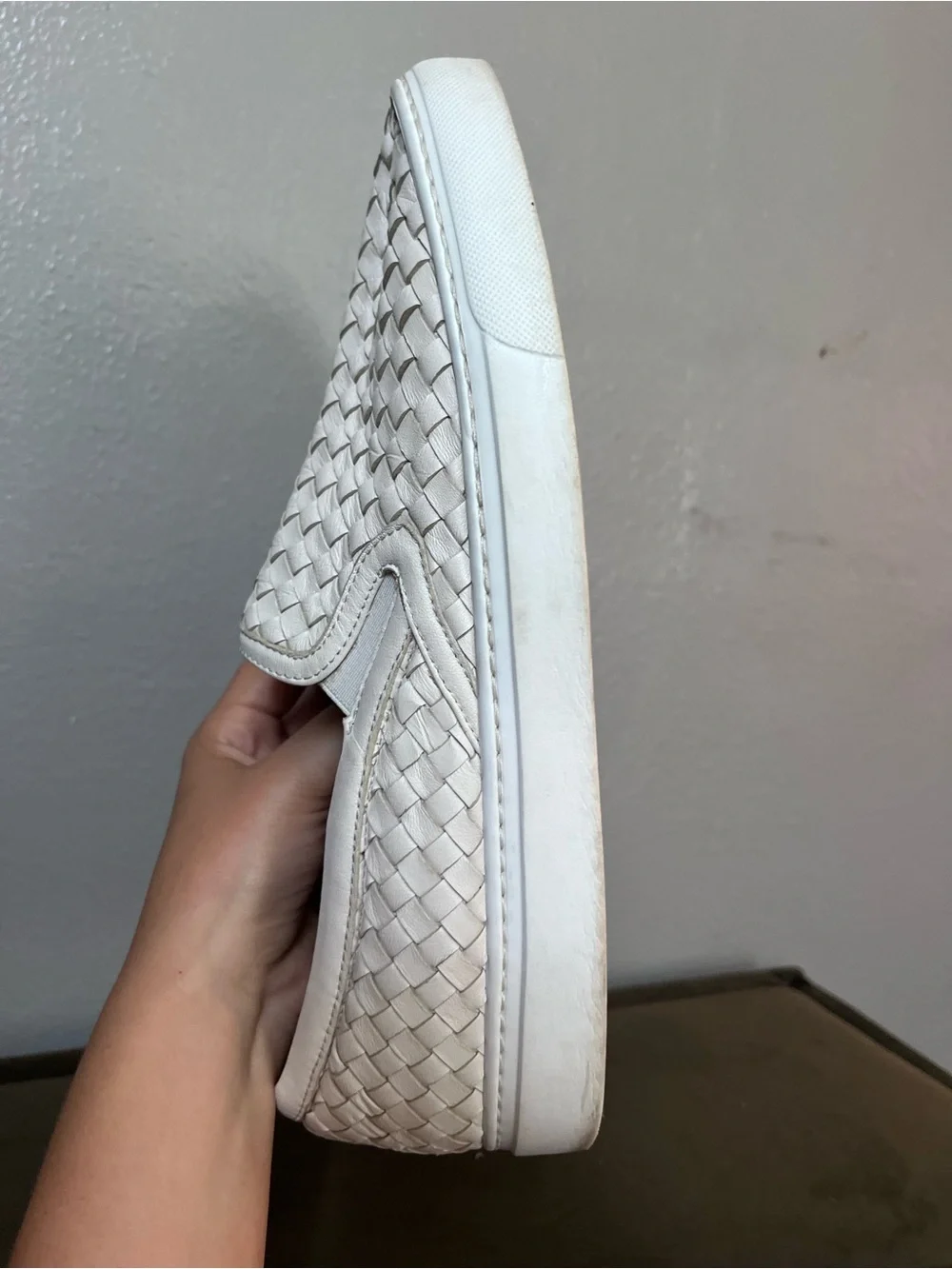 M. Gemi Woven Slip-On Sneakers in White